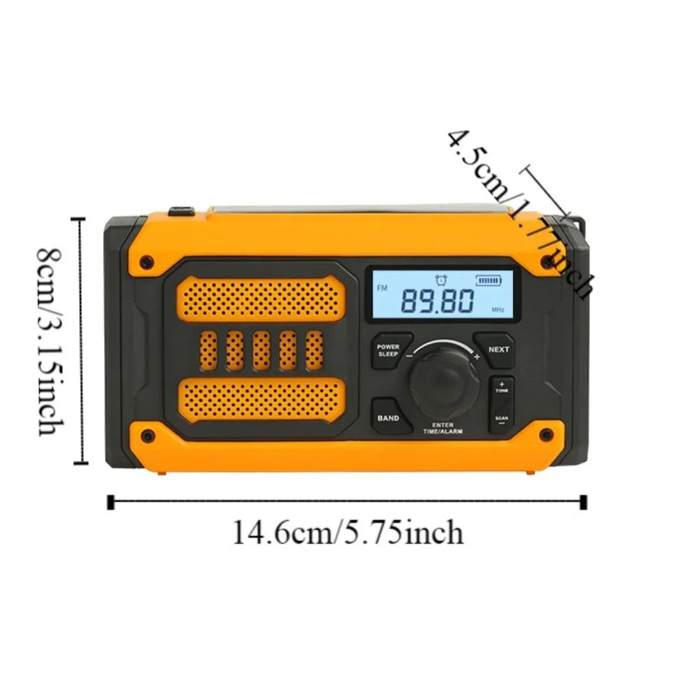 2000mAh Solar Emergency Radio AM FM NOAA Power Bank Portable Weather Radio Multi-band LED Flashlight SOS Outside Radio Universal