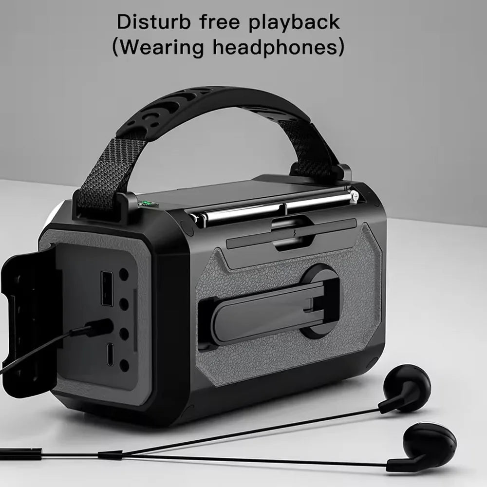 12000mAh AM/FM/NOAA Weather Radio with 2 Solar Panels Solar Hand Crank Portable Emergency Radio Reading Lamp for Outdoor Camping