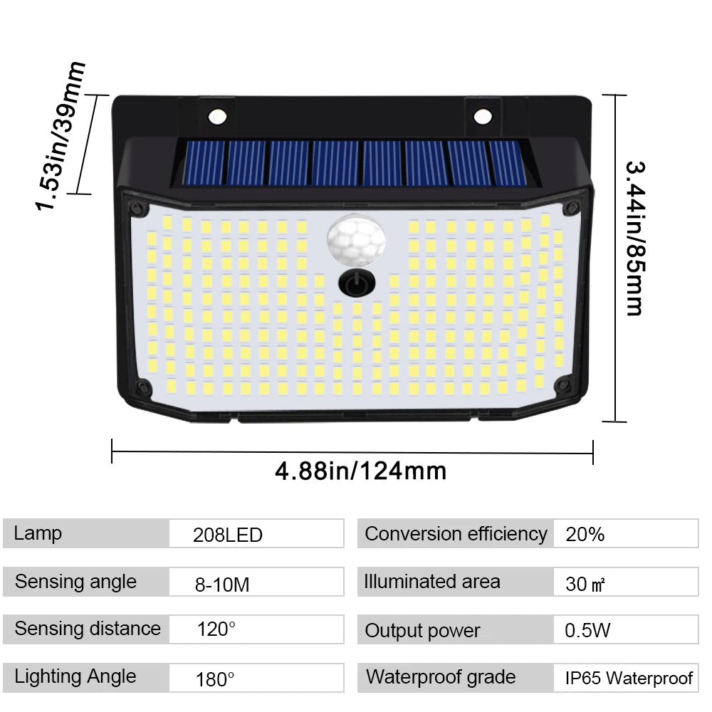 138 LED Solar Light Outdoor 4PCS Solar Wall Lamp Human Body Sensor 3 Mode Waterproof Garden Decor Street Lights Sunlight Powered