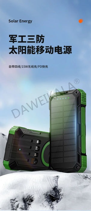 Solar panels Power bank Wireless charging solar phone charger 68000mAh with outdoor lighting Phone Charger 15W Wireless charging