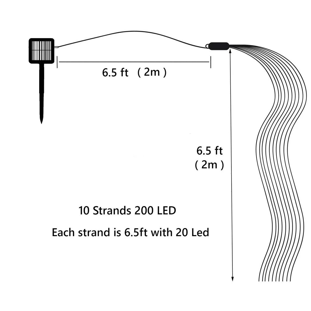 1set Solar String Light, 10 Strands 200 LEDs Hanging Vine Tree Lights Waterfall Vine Branch Lights Twinkle Starry Lights