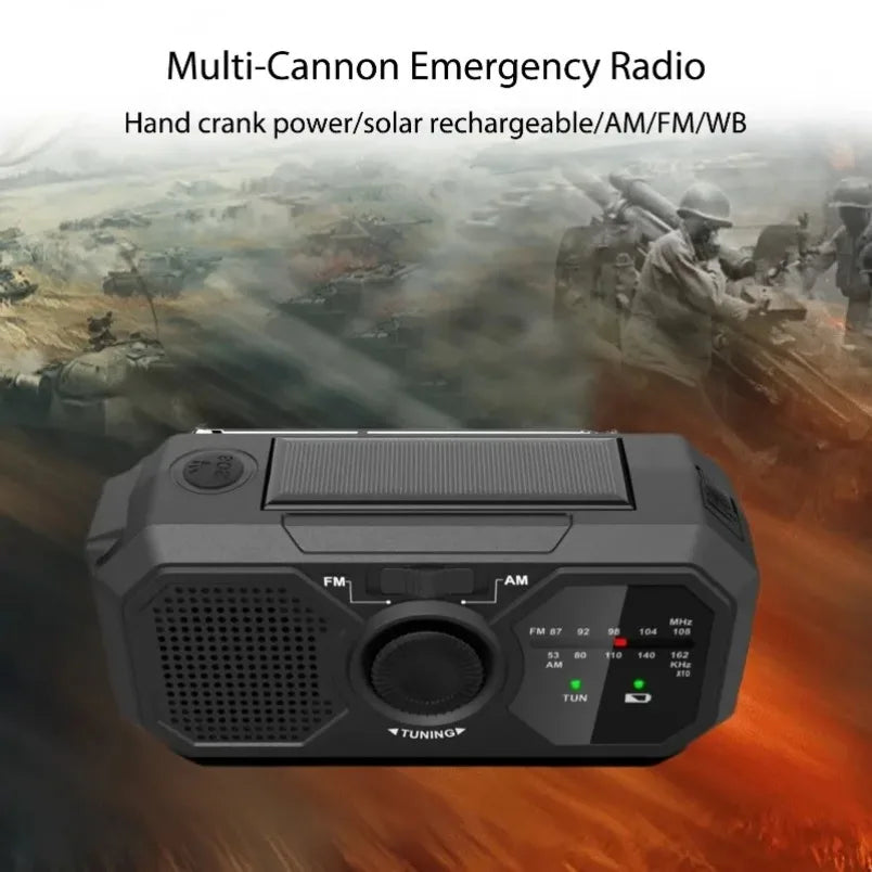 Portable Radio with Flashlights Durable Solar Powered Hand-Cranked Radio Wind Up Solar Radio for Outdoor Camping Survival