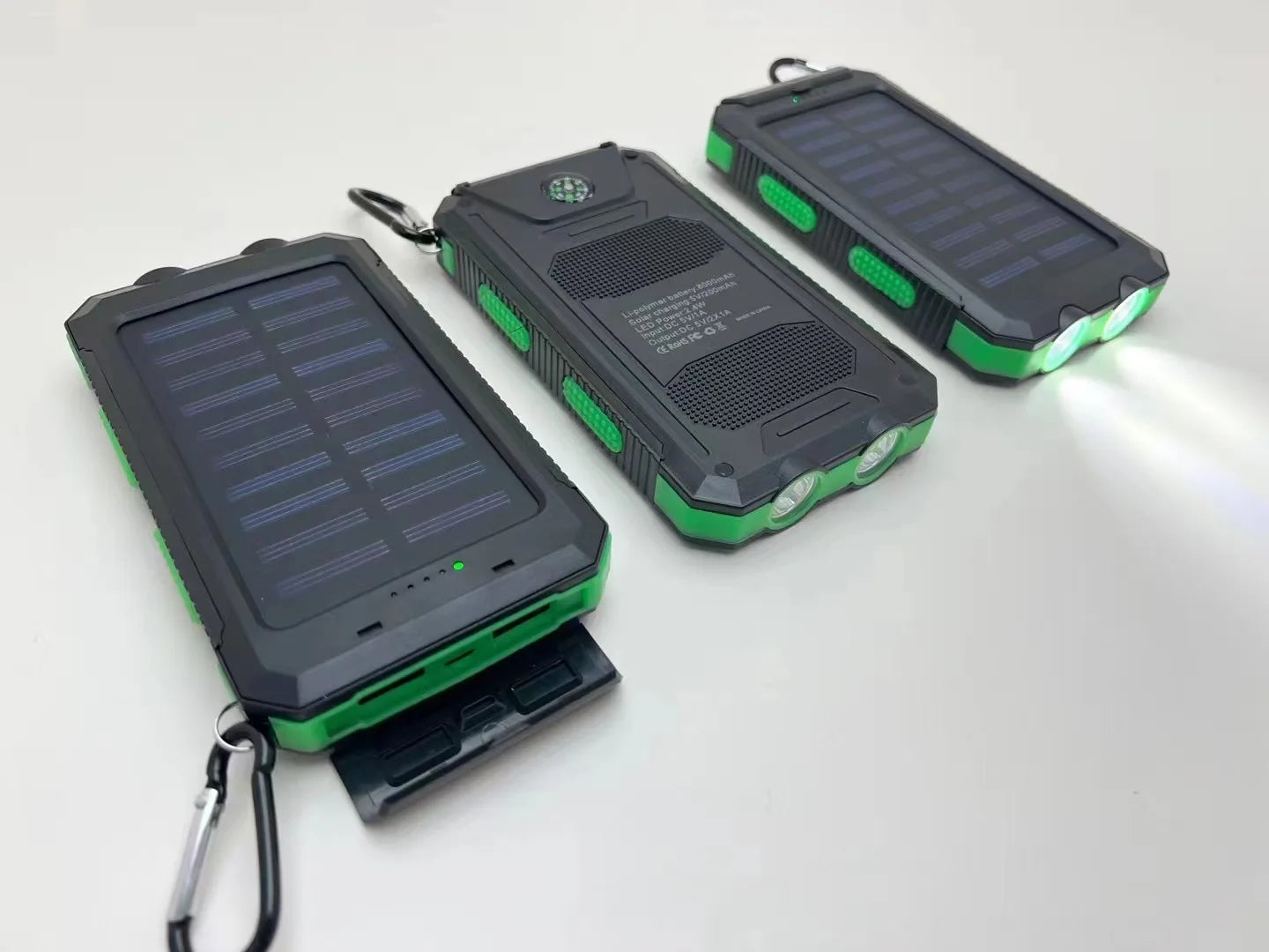 200000mAh Large Capacity Solar Power Bank New Portable With Lanyard Compass External Battery Outdoor Camping Charging Powerbank