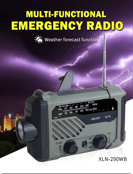 Emergency Solar Radio with Handle, Portable 3-Mode Flashlight SOS Siren Cell Phone Charger Camping Survival Gear and Supplies
