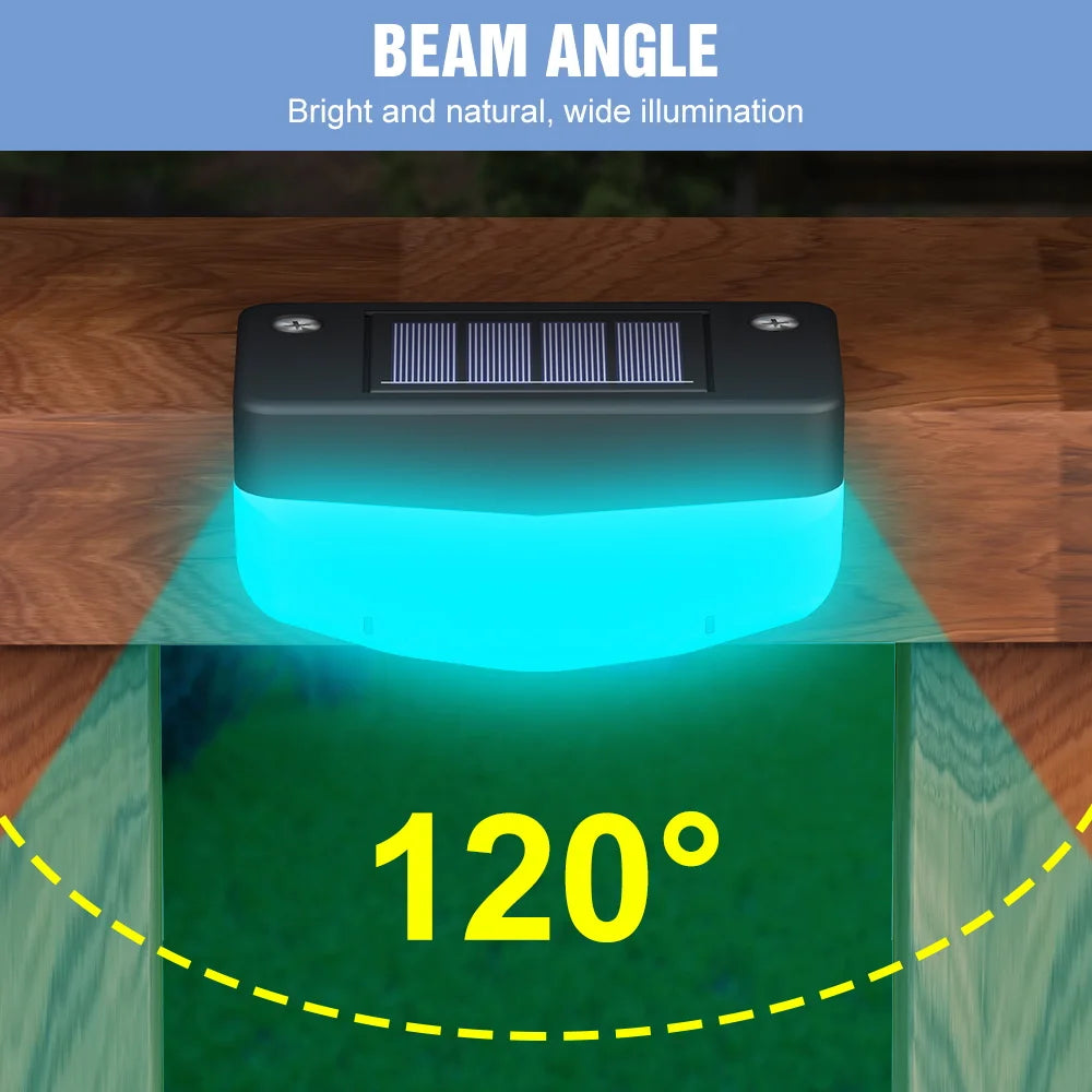 RGB LED Solar Deck Light Outdoor Waterproof Garden Step Lamp Patio Stairs Railing Courtyard Fence Decor Lighting Cold/Warm White