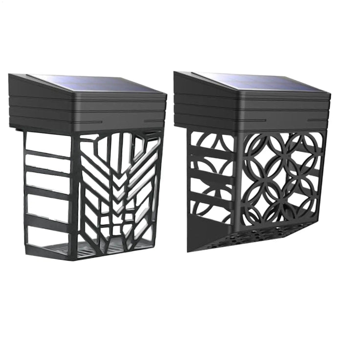 Solar Lights for Fence 2 Pieces Solar Powered Deck Lights Hollow out Design Wall Sconce for Patio Backyard Fence Stair Pathway