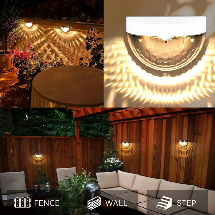 6PCS Solar Fence Lights Deck Lights Solar Wall Mount Outdoor Lamp White LED Lamp Lighting For Garden Home Patio Yard Camp Light