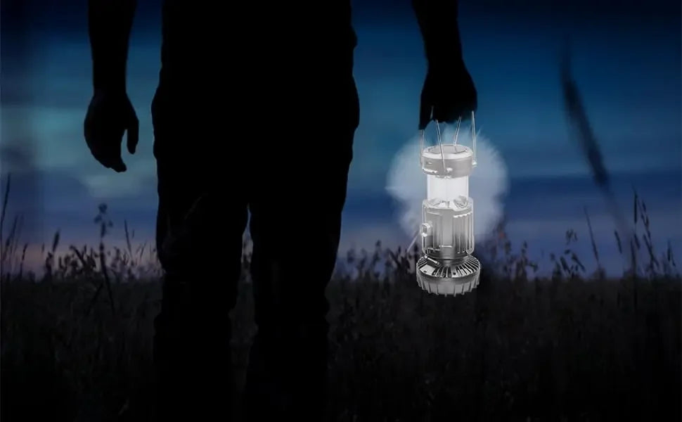 Solar Camping Lantern with Fan USB Rechargeable Camping Fans Outdoor Waterproof Charging Light for Outage Tent Camping Treking