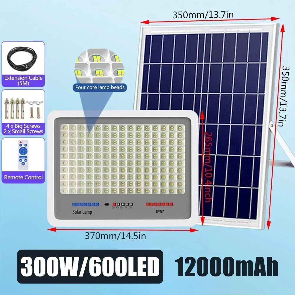 600LED Solar Street Light Super Bright Outdoor Waterproof Motion Sensor Garden Yard Decorative Lighting
