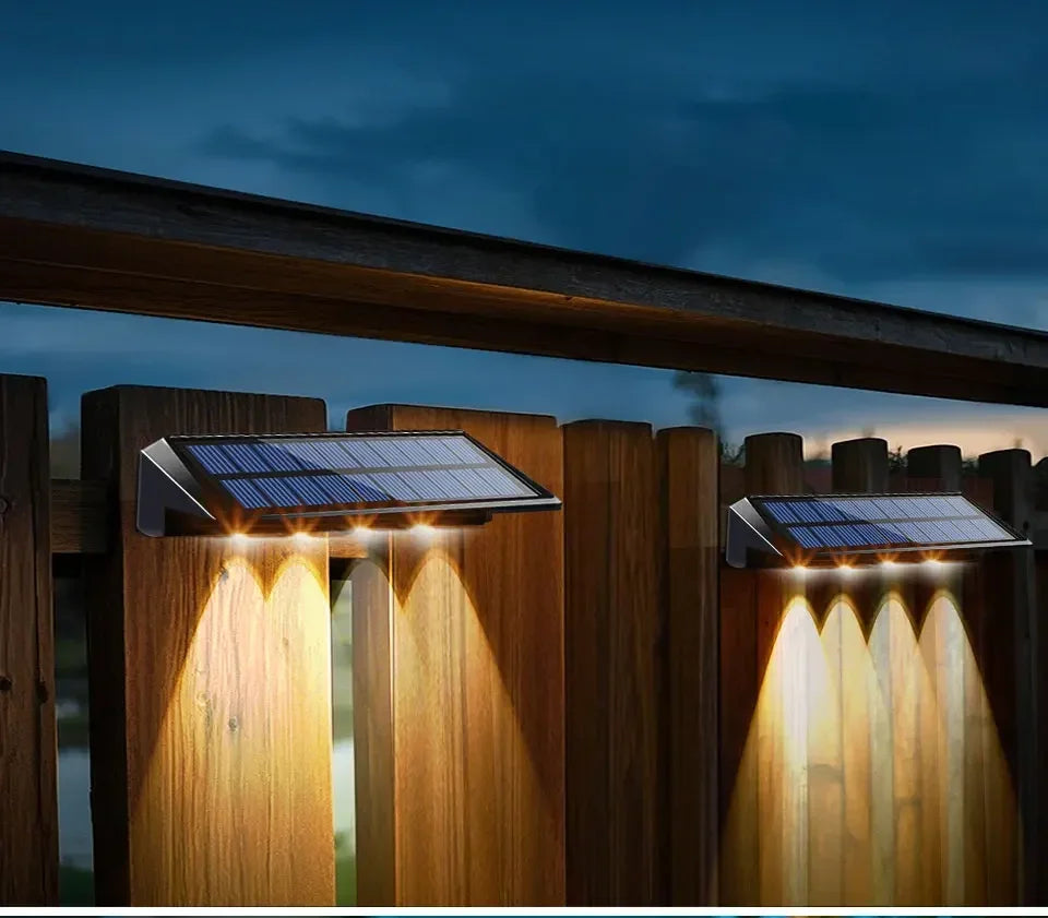 LED Solar Lights Outdoor Wall Lights 2pcs Wall lamp Waterproof Solar Deck Light Garden Decor Solar Lamp Fence Post Yard Pathway