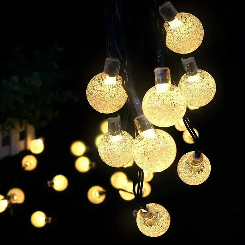 Solar Light String Festoon LED Bubble Ball Outdoor Fairy Solar Garland Lamp Wedding Party Holiday Balcony Christmas Decoration
