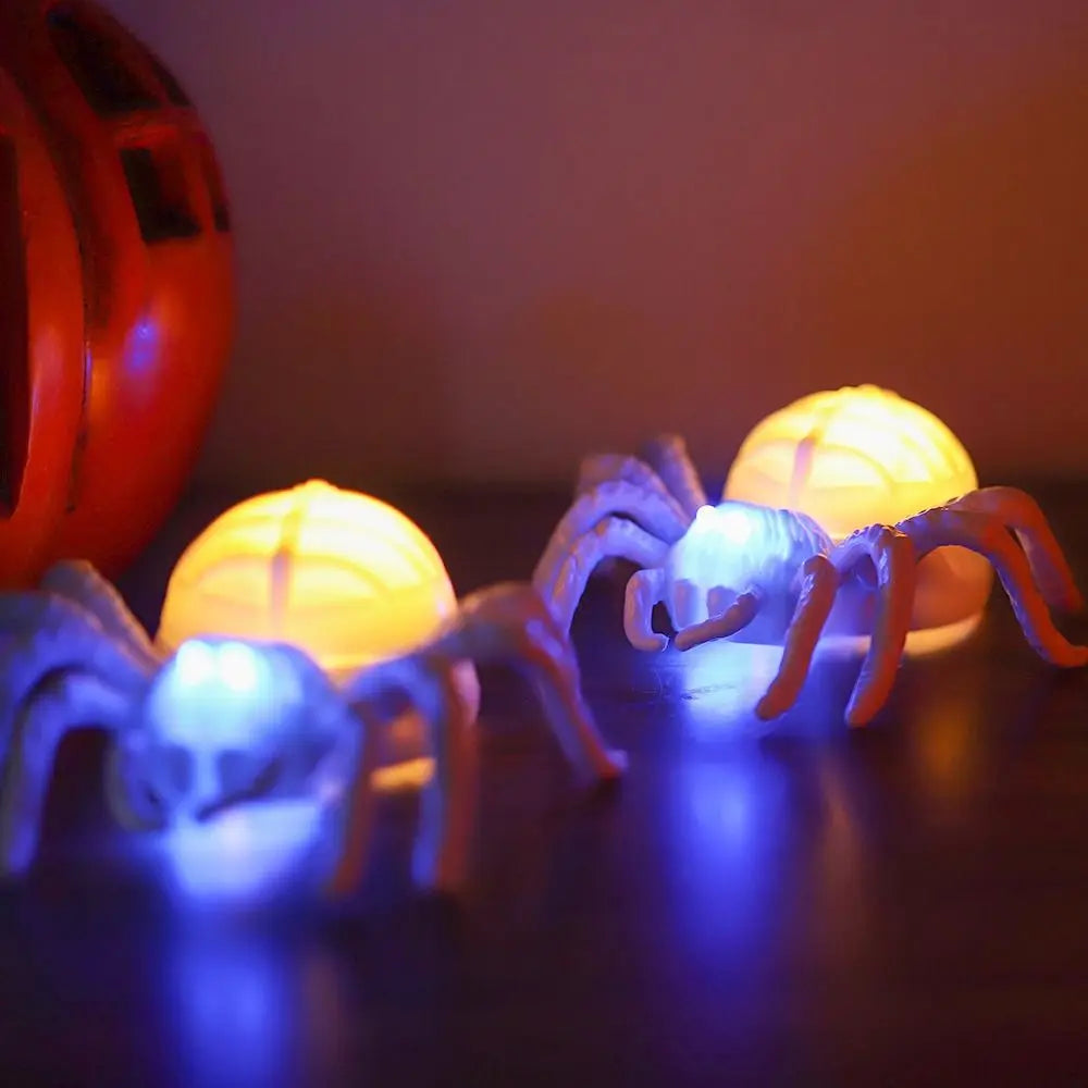 Waterproof Halloween Glowing Spiders Light Realistic Decorative Illuminated Spiders Light Scary LED Spiders Light Haunted House