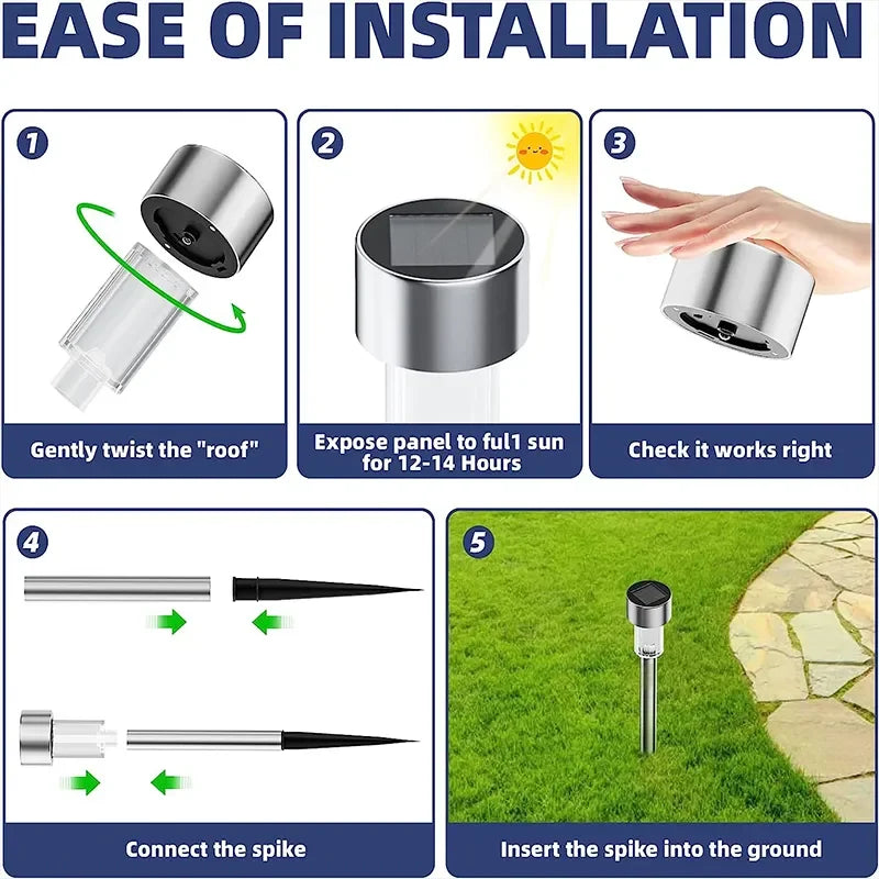 10Pack Solar Outdoor Lights Garden Lantern Solar Powered Lamp Waterproof Landscape Lighting Pathway Yard Lawn Garden Decoration