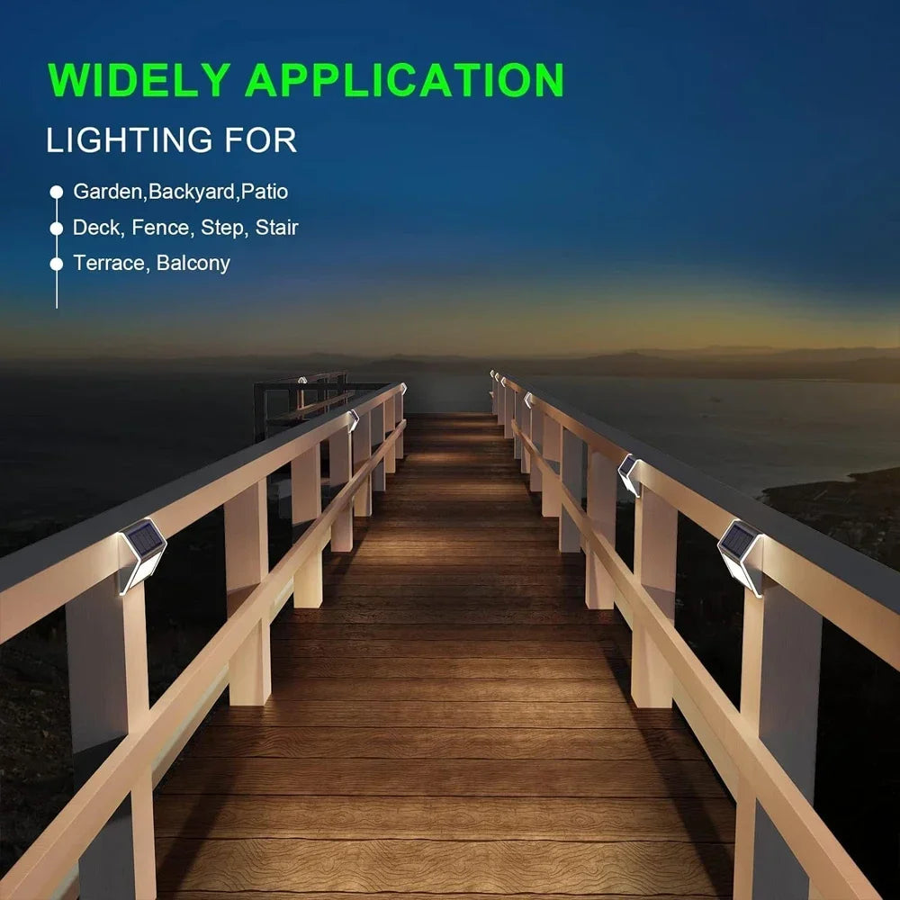 Solar Step Lights, Pack Waterproof Solar Deck Fence Stainless Steel Outdoor Light for Garden, Yard, Deck Decor Lighting