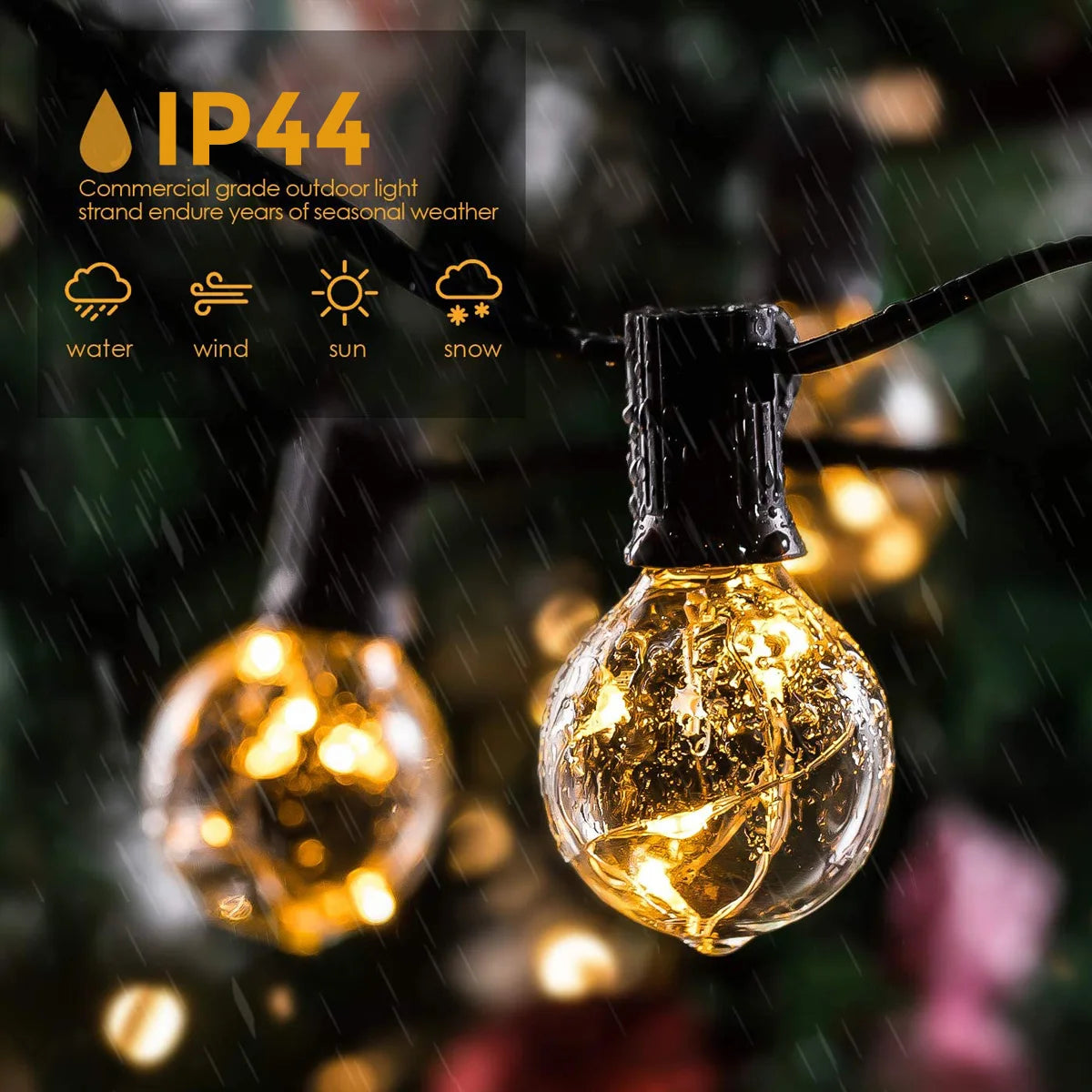 Solar Patio String Light G40,8 Light Modes, Outside Weatherproof Hanging Lights for Backyard Bistro Balcony Pergola Party Decor
