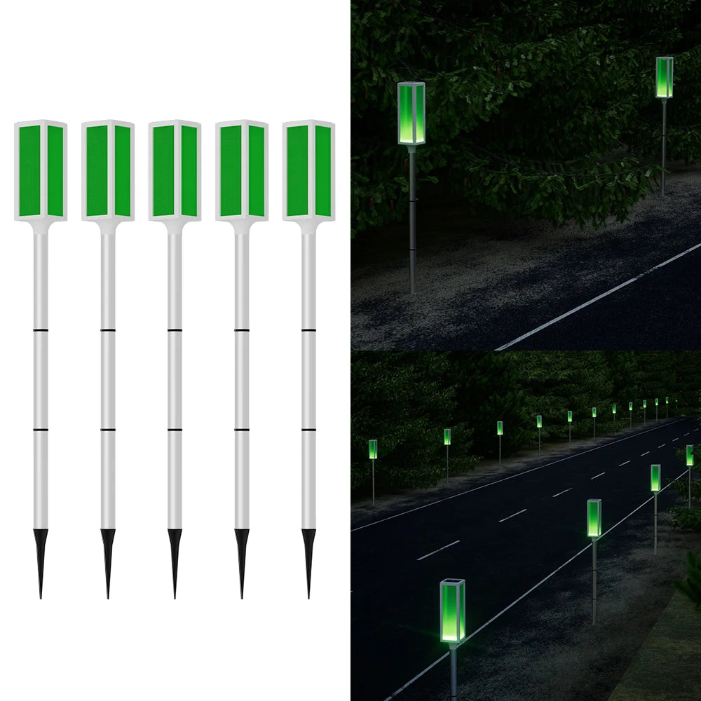 Solar powered bollard lights with multiple color and lighting mode options.,Suitable for driveways, gardens, and paths.