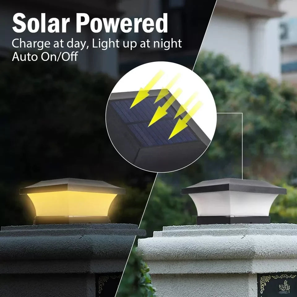 Solar Post Light Outdoor 3000K 6000K LED Fence Deck Cap Lamp for Landscape Garden IP65 Waterproof Gate Cottage Solar Column Lamp