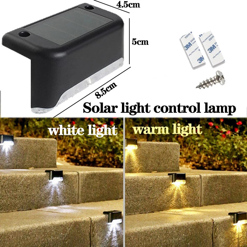 Solar Powered Step Lights Outdoor Fence Lights Waterproof Staircase Step Lights Courtyard Railings Balcony Decorative Wall Light