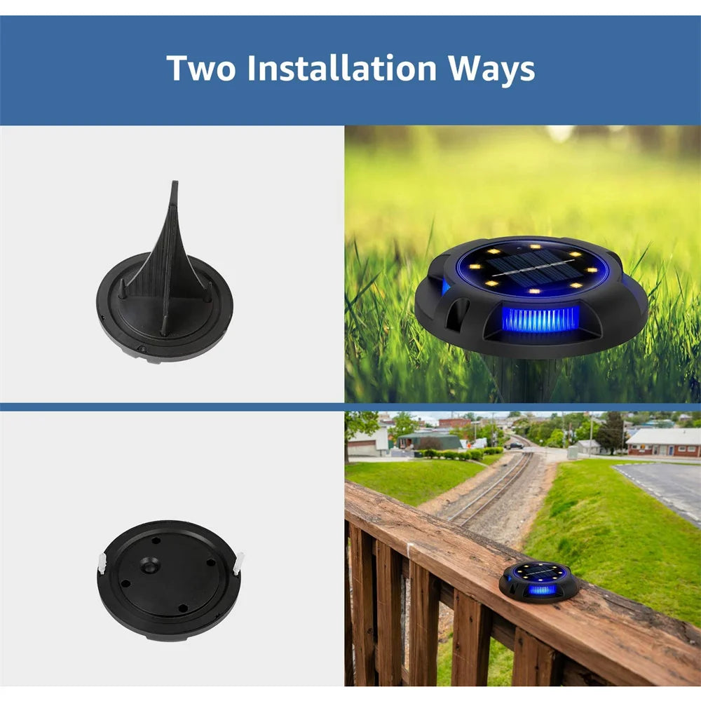 Super Bright Solar Powered Ground Lamp Outdoor Patio Light Waterproof Garden Lawn Decorative Stairway Step Lamp Night Light