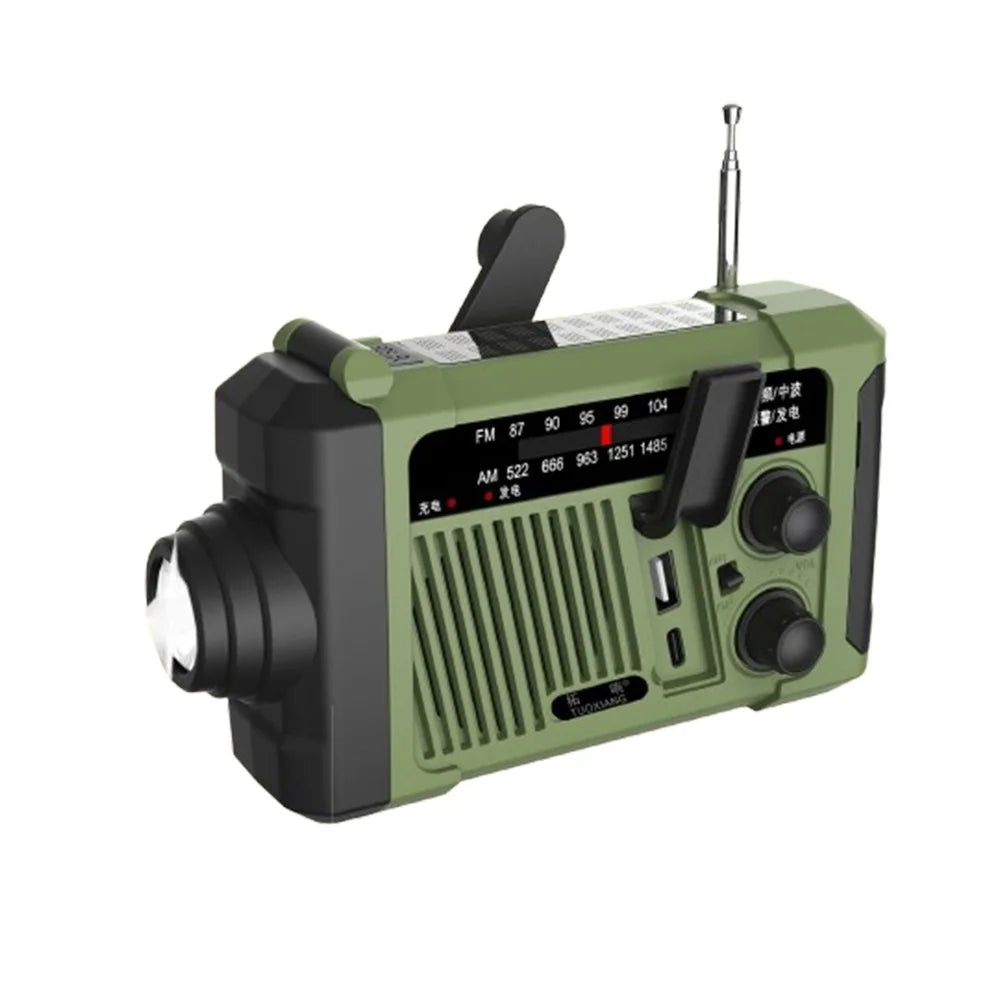 With Flashlight Solar Power Emergency Radio SOS Alarm Power Bank Hand Crank Radio USB Charging Reading Light AM/FM Radio