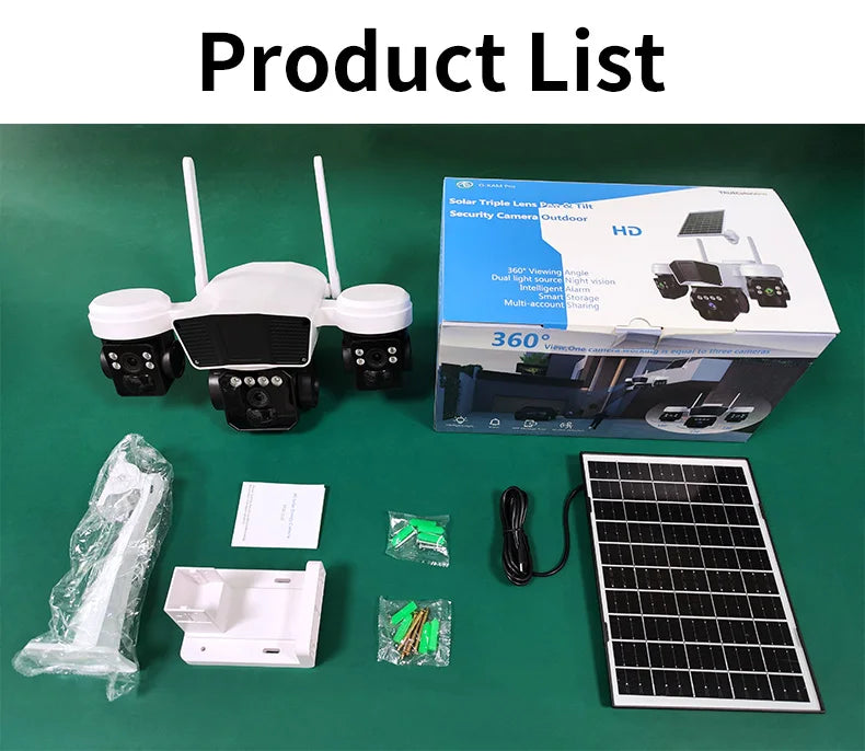 12MP Solar Powered Wireless Surveillance IP 4G Sim Card Camera O-KAM Pro 6K 3 lens Security Outdoor Solar Waterproof CCTV Camera
