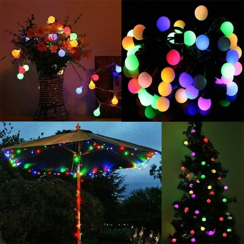 Solar Ball String Lights 8 Modes Lighting for Outdoor Garden House Fence Balcony Tree Party Street Wedding Party Decoration