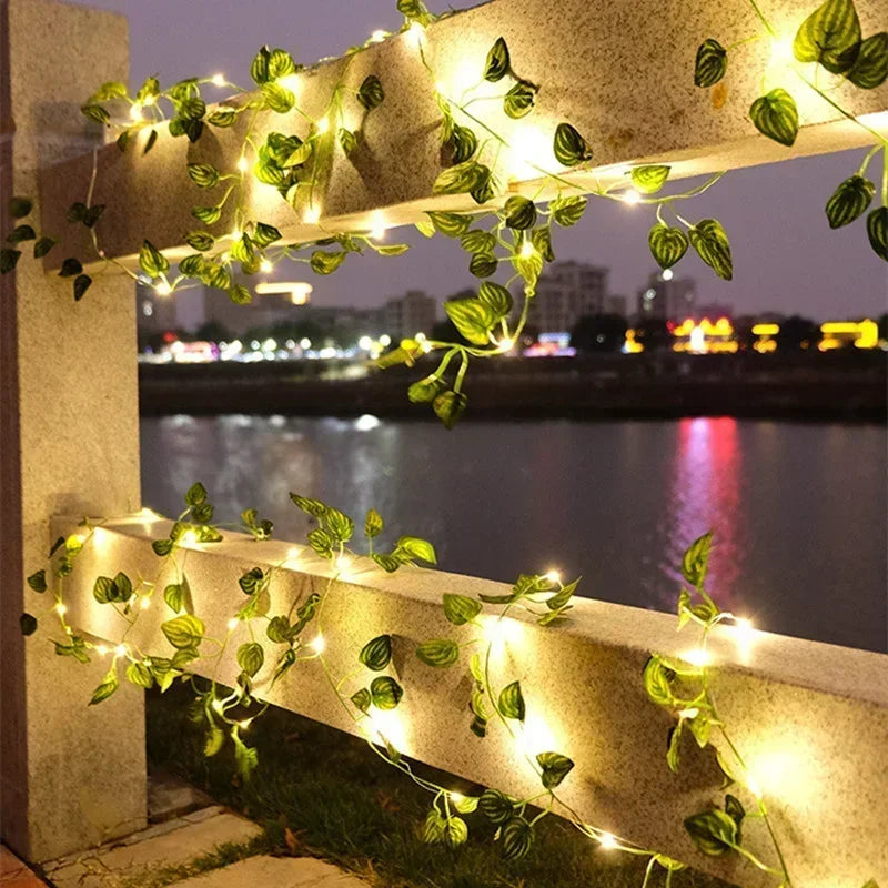 Solar Artificial Leaf LED String Lights Sunflower Maple Leaf Watermelon leaf Outdoor Light Up Garden Parterre Beach Decoration