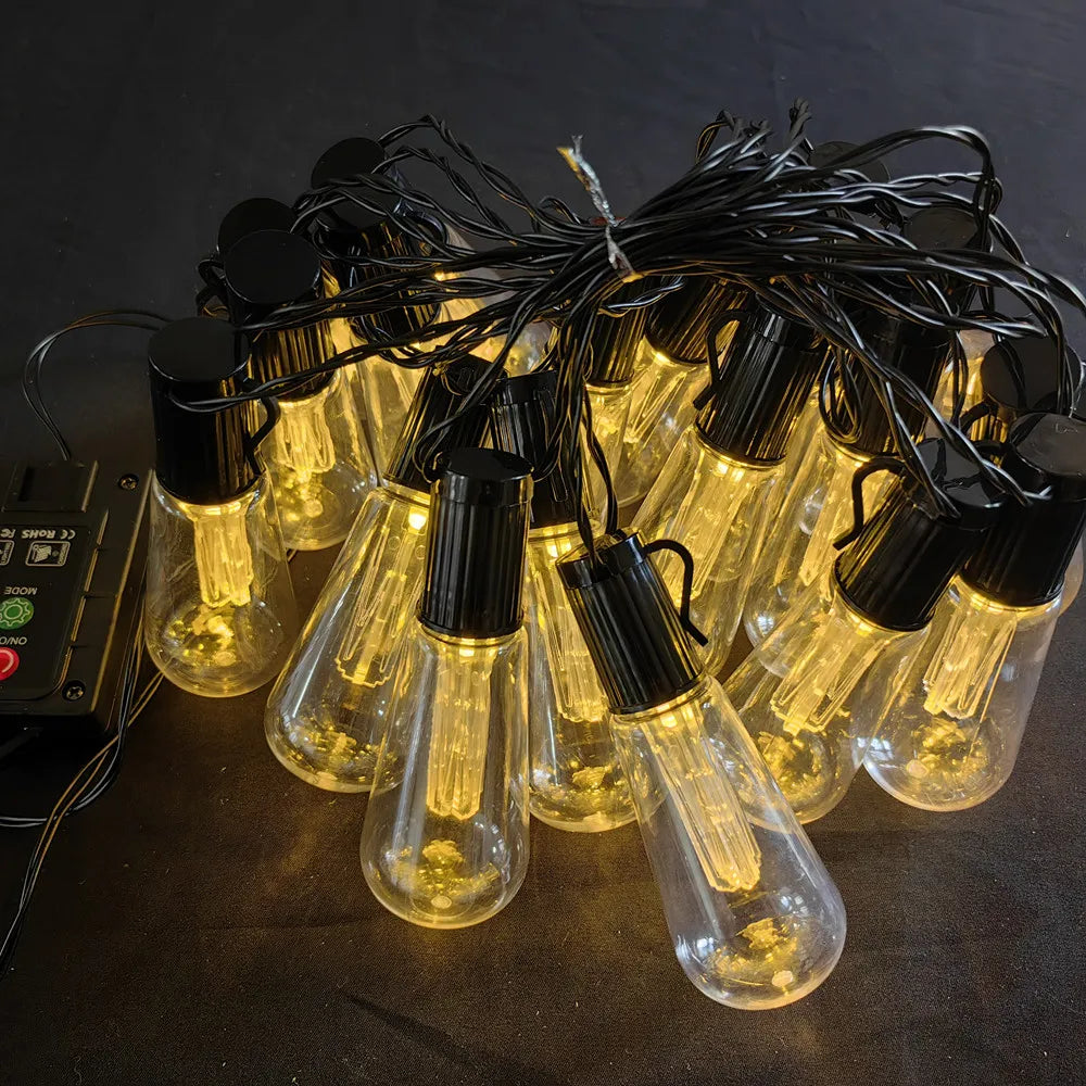 Solar Powered lamp Outdoor string lights Courtyard hanging lights LED bulbs garden porch courtyard balcony terrace lighting 733