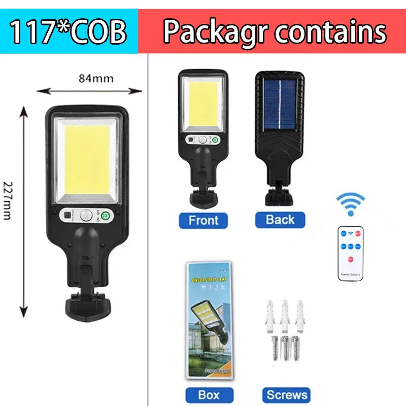 Solar Street Lights Outdoor 108COB LED Solar Lamp 1/2Pack With 3 Lighting Mode Motion Sensor Security for Garden Patio Path Yard