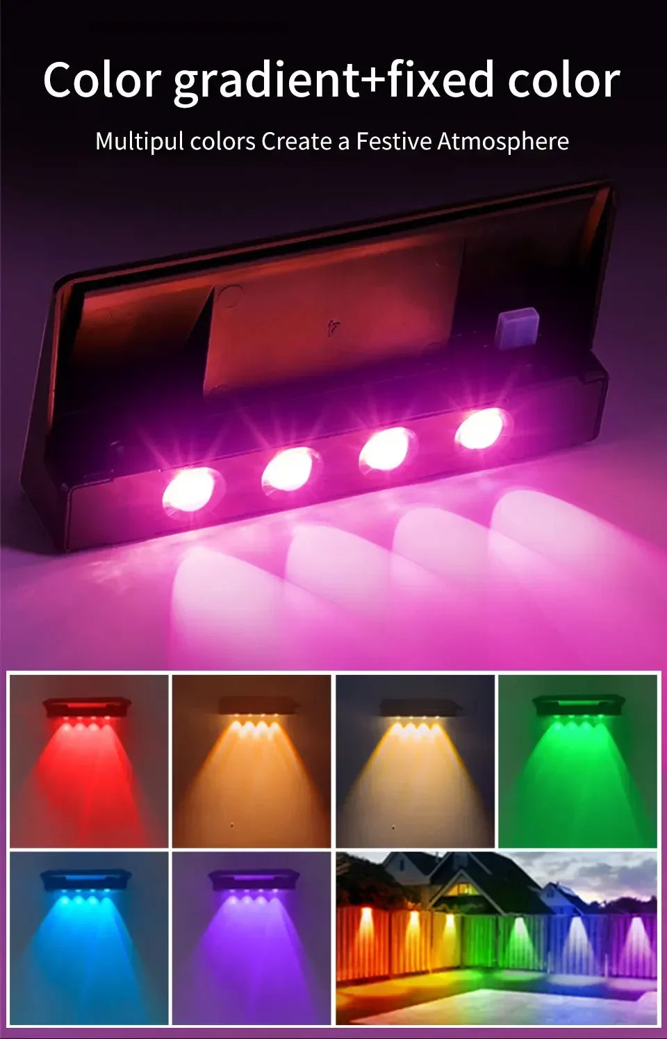 LED Solar Lights Outdoor Wall Lights 2pcs Wall lamp Waterproof Solar Deck Light Garden Decor Solar Lamp Fence Post Yard Pathway