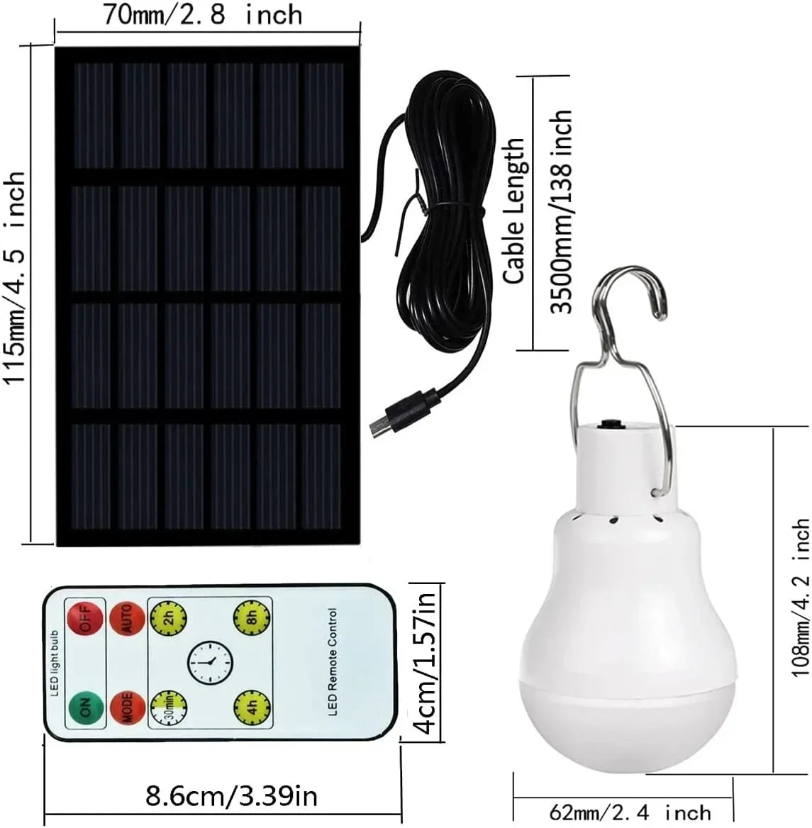 Solar Bulb Solar Camping Tent Lights Outdoor Waterproof Indoor Solar Panel Lamp House Usb Charged Hanging Emergency Sunlights