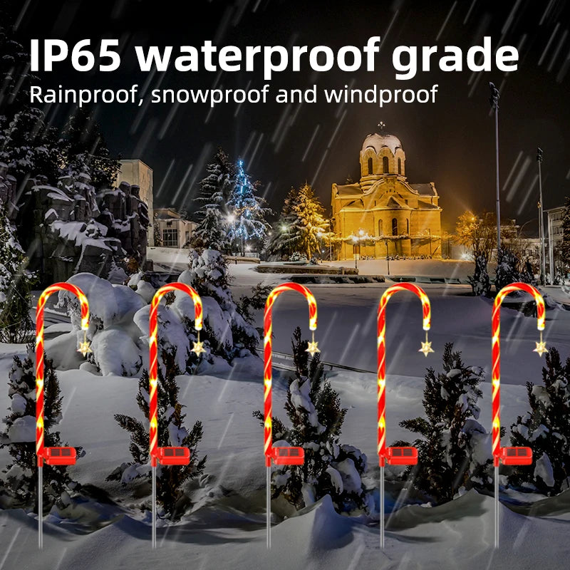 Solar Christmas Decorative Light LED Garden Festival Red Walking Candy Cane Stick Light Outdoor Waterproof Lawn Lamp