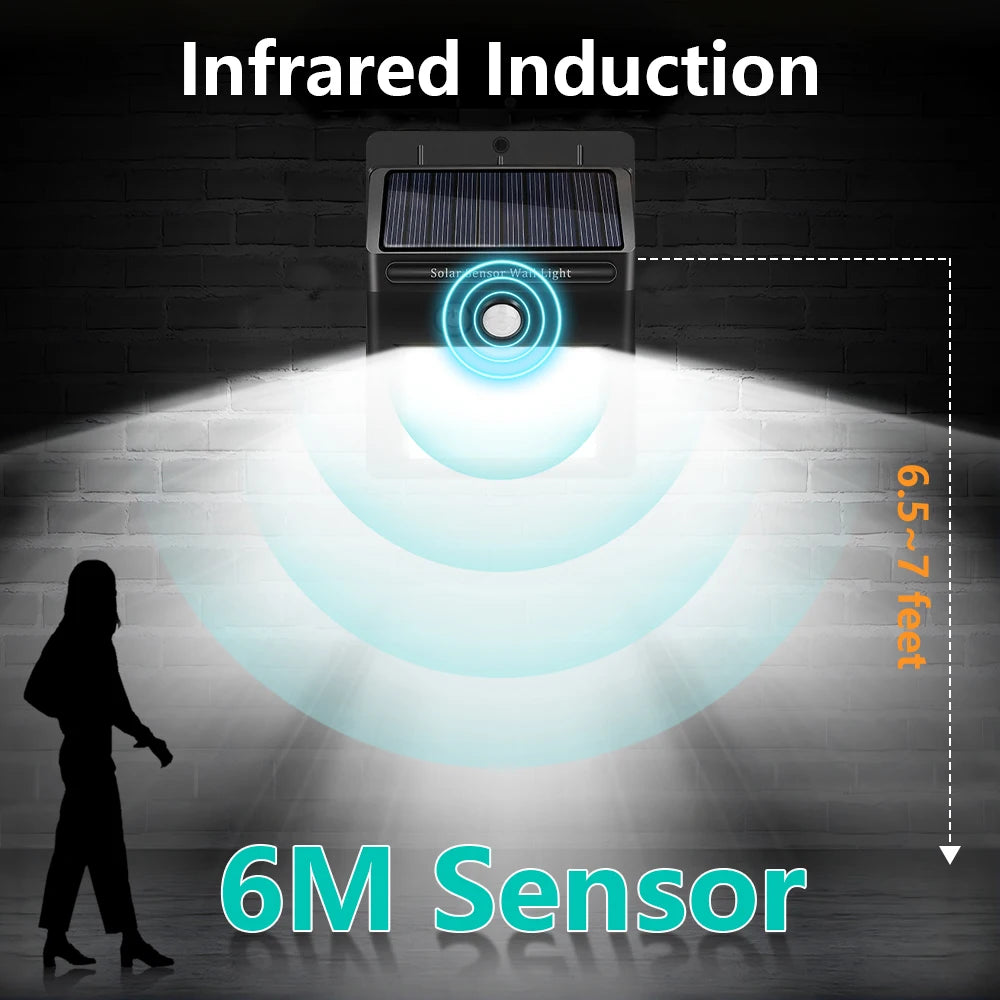 2000LM Solar Wall Light Motion Sensor Outdoor Solar Lamp LED Solar Lights IP65 Waterproof Solar Street Light Outdoor Garden Lamp