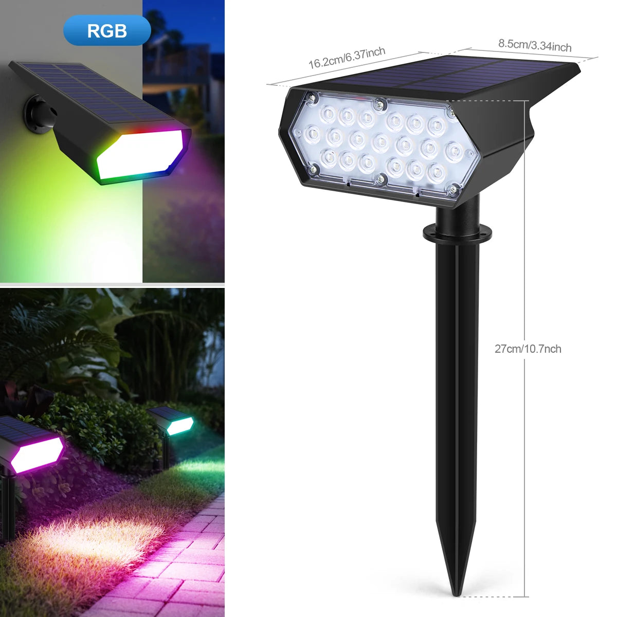 Solar Outdoor Pathway Light,Auto on at Night/Auto off at Sunrise,Yard Street Garden Energy Saving Waterproof Wall Nightlamp