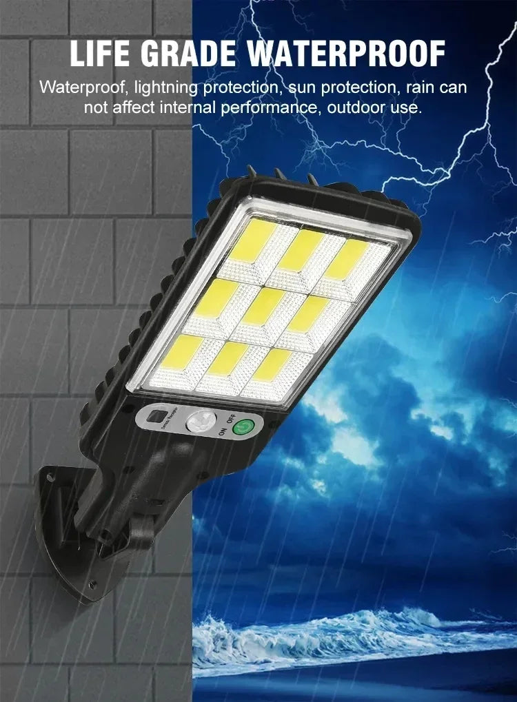 Solar Street Lights Outdoor 108COB LED Solar Wall Lamp With 3 Lighting Mode Motion Sensor Security for Garden Patio Path Yard