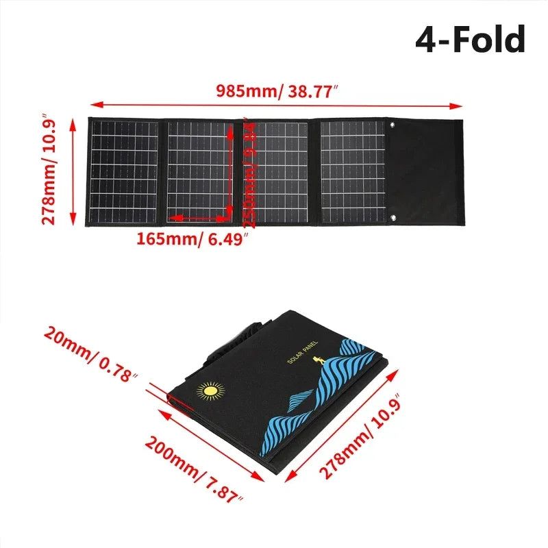 1000W Foldable Solar Panel Portable Solar Cell Folding Bag With USB+DC 18V For Outdoor Hiking Camping Mobile Phone Charging