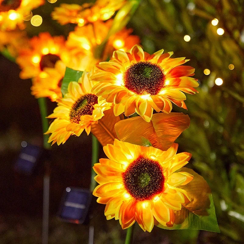 Solar Sunflower Lawn Light Outdoor Garden Decorative LED Lights Landscape Porch Summer Decoration Light Sensor Auto Brightness