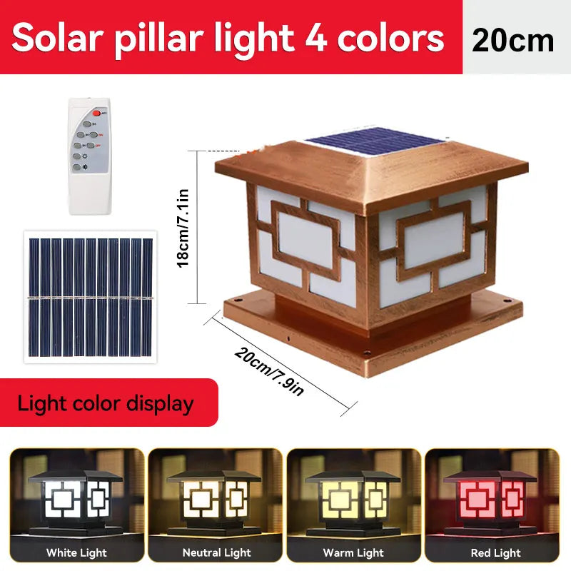 Solar Column Light Garden Solar Lamps Waterproof LED Solar Pillar Light Timed Remote Control LED Outdoor Lighting Courtyard Lamp
