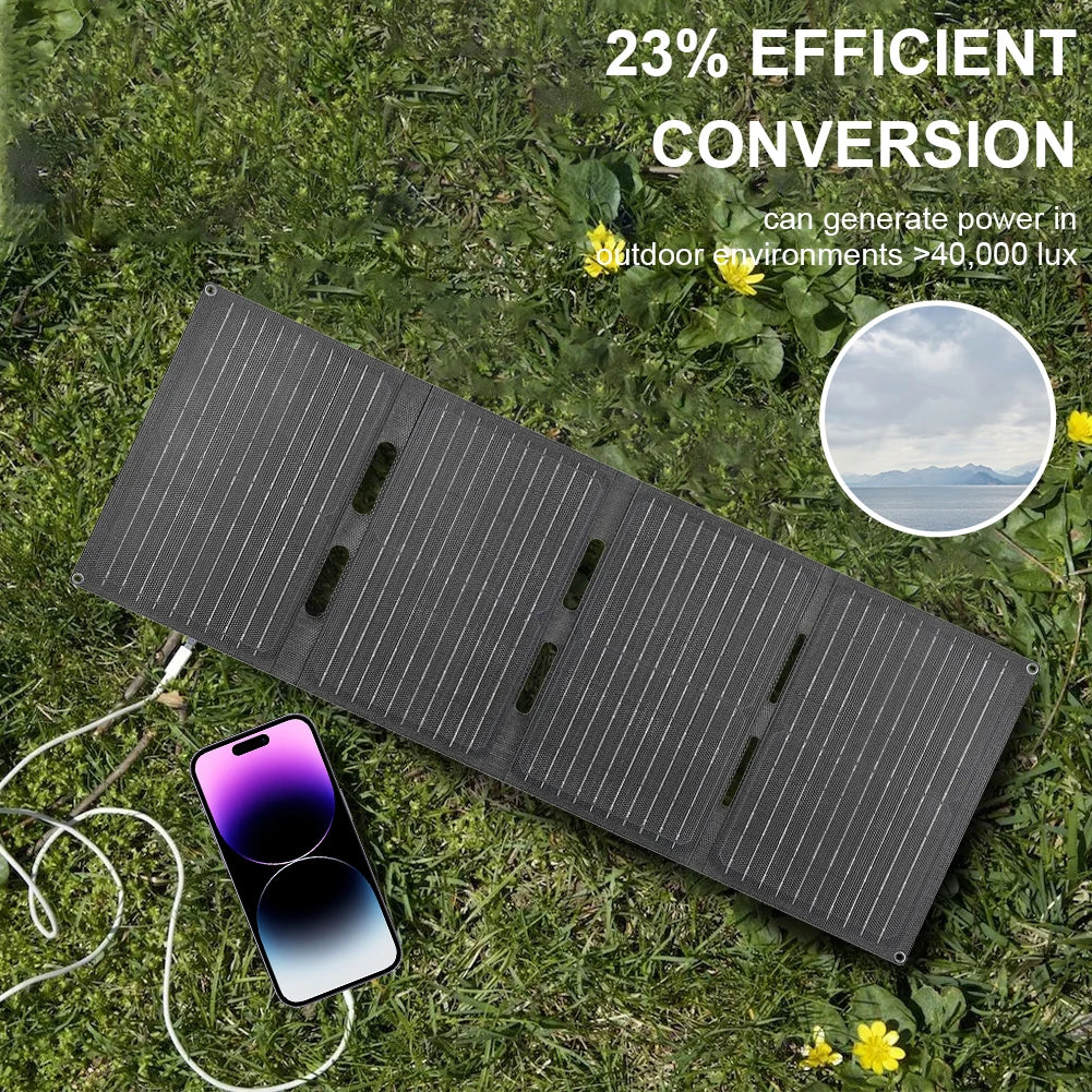 60W Folding Solar Panel with Type-c/USB/DC Ports Foldable Solar Charger IP65 Waterproof Portable Solar Panel Charger Solar Cell