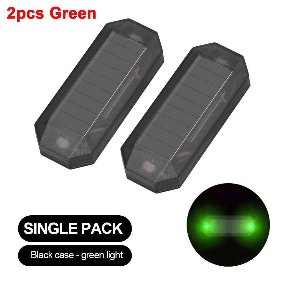 2Pcs Car Solar Warning Light Wireless Anti-Theft Alarm Light Anti-Rear Collision Smart Flash