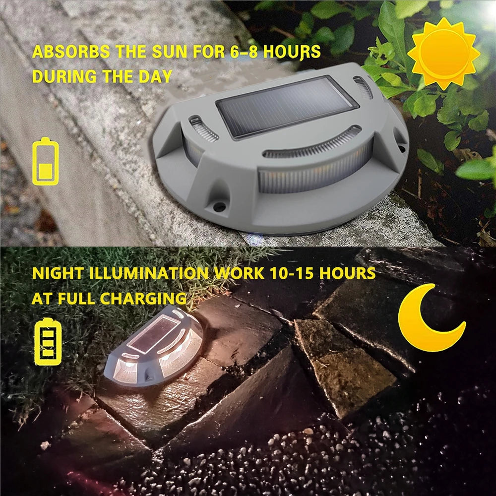 Outdoor Solar Stair Light Driveway Deck Light LED Solar Powered Waterproof Road Markers for Pathway Step Garden Ground Sidewalk