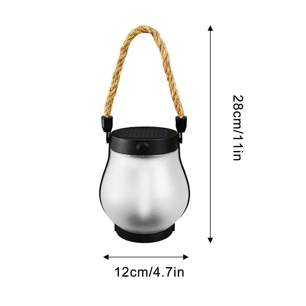 Solar Flame Lights Solar Powered Garden Lantern Flickering LED Light Decorative Yard Decor with Rope Rechargeable Camping Lamp