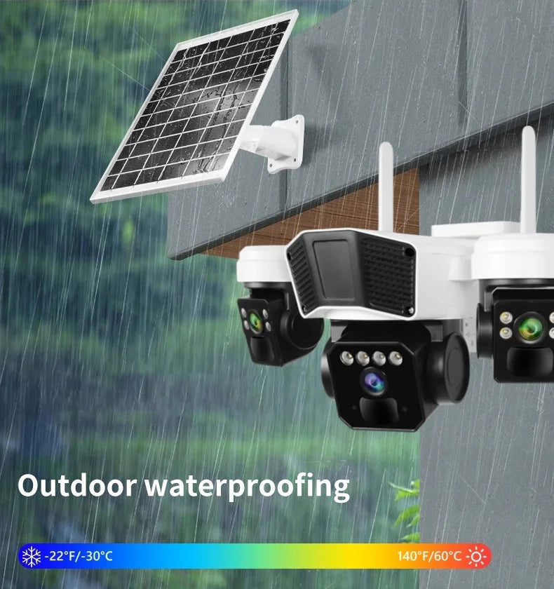 12MP Solar Powered Wireless Surveillance IP 4G Sim Card Camera O-KAM Pro 6K 3 lens Security Outdoor Solar Waterproof CCTV Camera