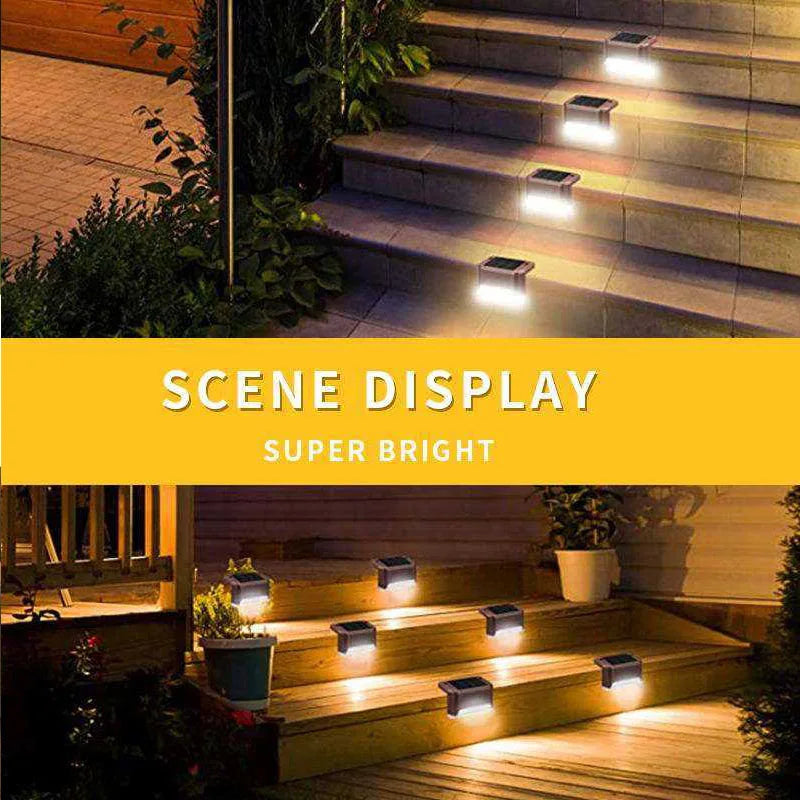 Solar Deck Lights Outdoor Step Lights Waterproof Led Solar Lights for Railing Stairs Step Fence Yard Patio and Pathway