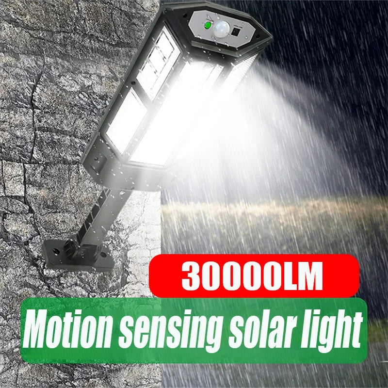 LED Solar Street Light Outdoor Waterproof Motion Sensor Remote Control Lights 3 Mode Courtyard Porch Decorative Wall Lamp
