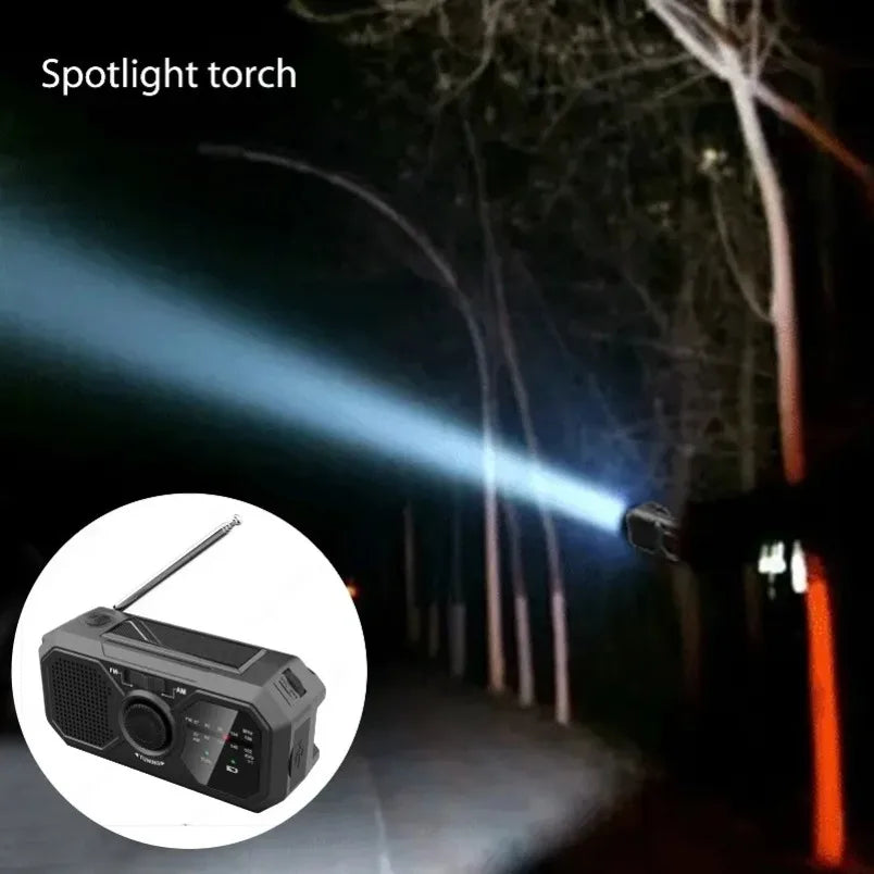 Portable Radio with Flashlights Durable Solar Powered Hand-Cranked Radio Wind Up Solar Radio for Outdoor Camping Survival