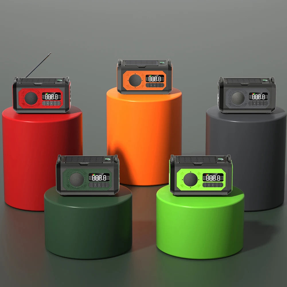 Solar Hand Crank 12000mAh Multifunction Emergency Weather Radio Reading Lamp Power Bank SOS Alarm Radio Receiver