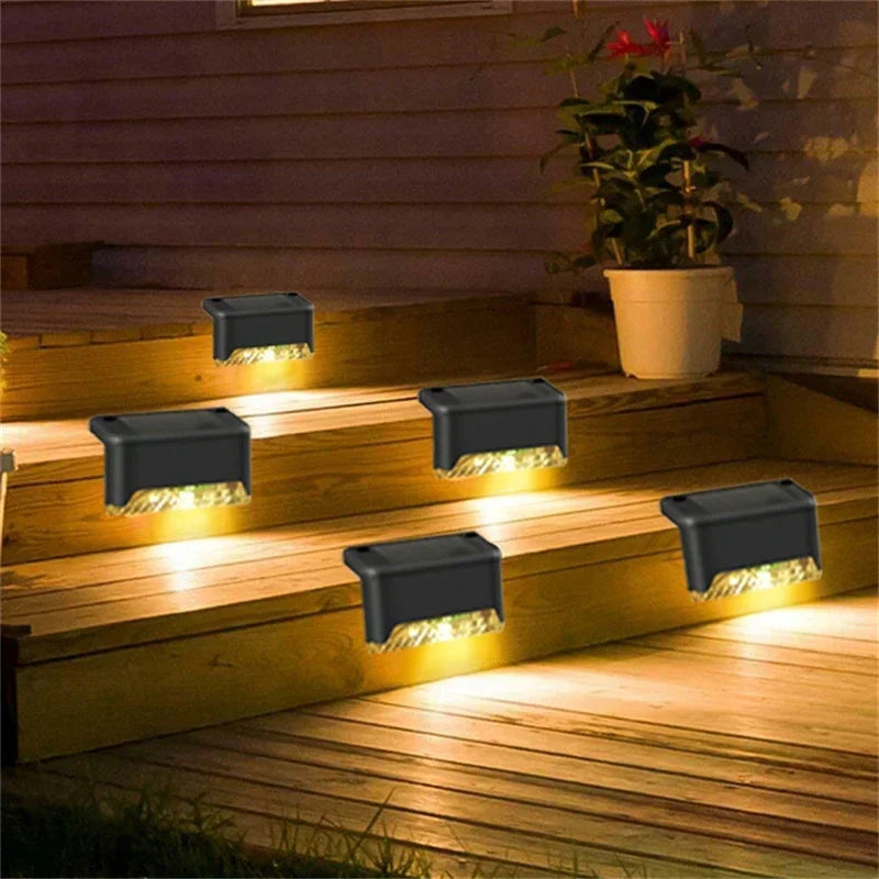 Solar Deck Lights 4 PacK Outdoor Step Lights Waterproof Led Solar Lamp for Railing Stairs Step Fence Yard Patio and Pathway