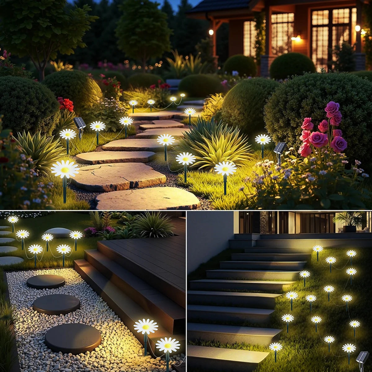 Solar Outdoor Garden Lawn Pilot Light 20LEDS Waterproof Courtyard Flower Path Light String for Camping Wedding Christmas Decor