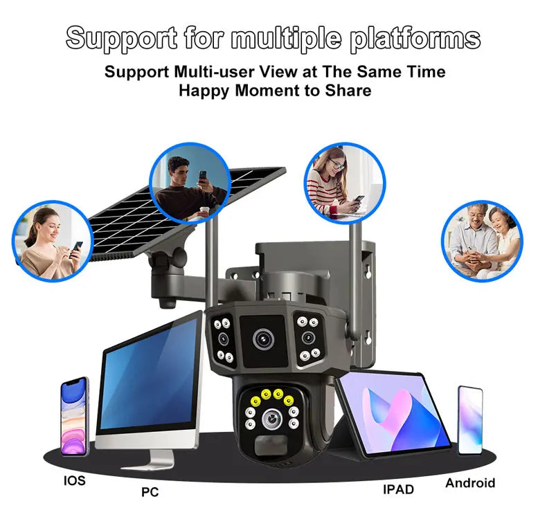 4G sim solar camera,4K dual lens, 10X,outdoor security network camera,wireless WIFI solar closed-circuit television,V380